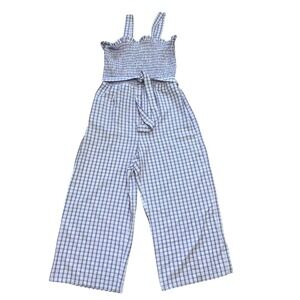 Riley & Rae Womens Sz Large Checkered‎ Square Neck Sleeveless Jumpsuit  Lilac